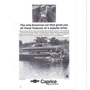 Capris Grand Chevrolet Luxury Car Advertisement 1960s Vintage Print Ad 9 inch